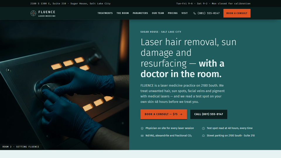 Portada del sitio de medicina estética que hicimos para FLUENCE Laser Medicine.